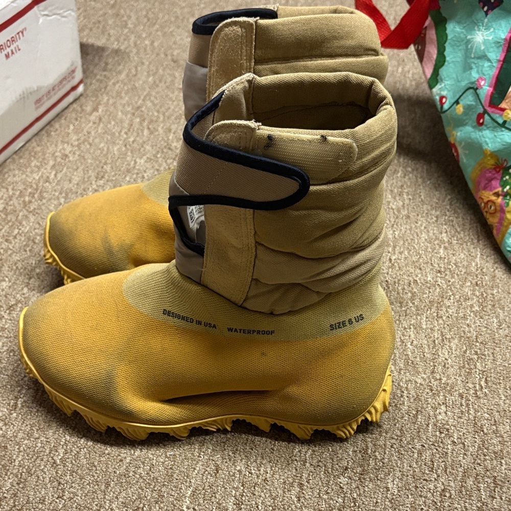 Yeezy Tan and Yellow Boots
